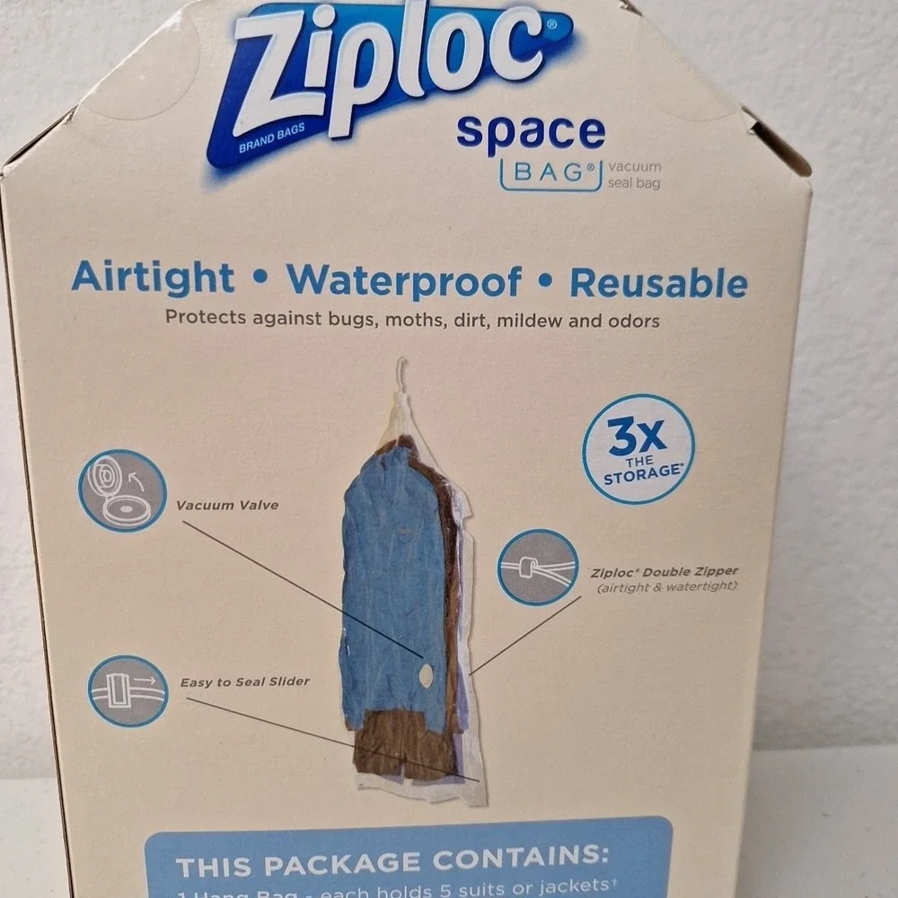 ZIPLOC Vacuum Seal Hanging Space Bag, 3x the Storage, 27.75